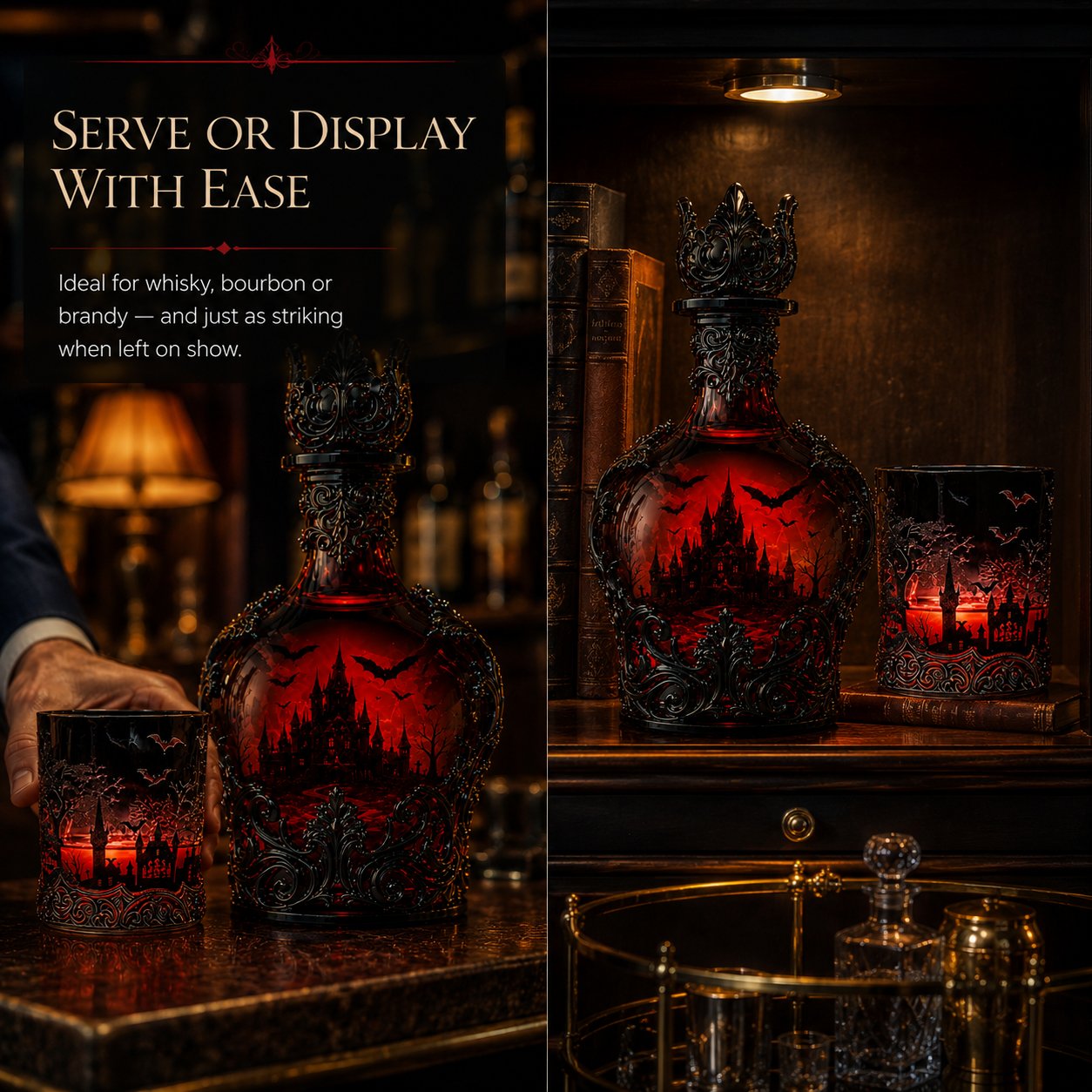 🔥HOT SALE  49% OFF - 🦇🍺Gothic Vampire Castle Whisky Decanter & Tumbler