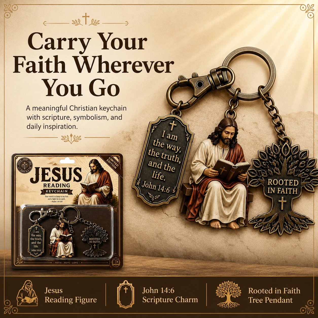 🔥LAST DAY 50% OFF - ✝Jesus Reading Keychain