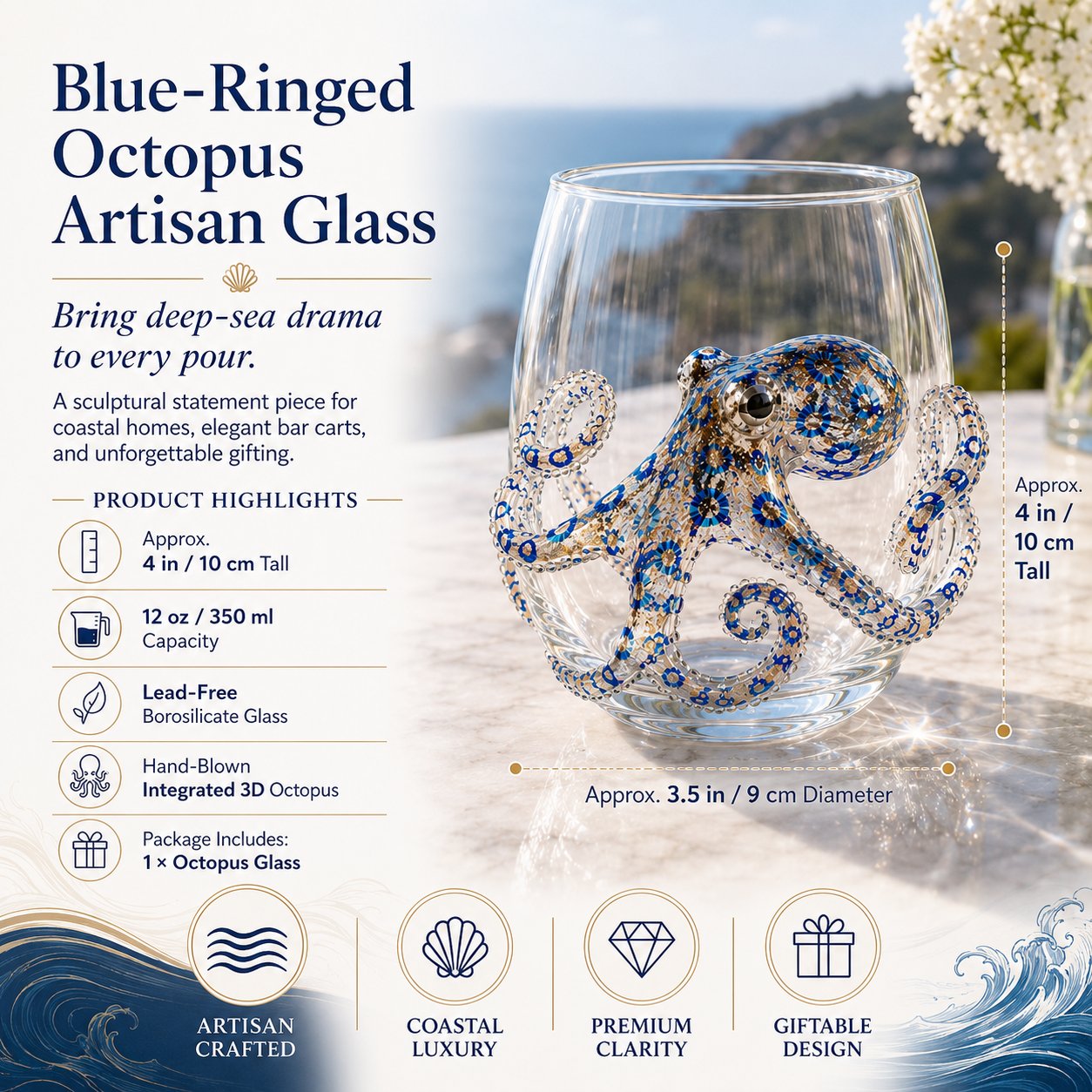 🌊 3D Ocean Animal Artisan Glassware Collection for Fresher Sips, Coastal Elegance & Elevated Home Bar Vibes