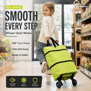 🛒2-in-1 Foldable Shopping Trolley – Sturdy Shopping Bag on Wheels for Supermarket, Market & Travel