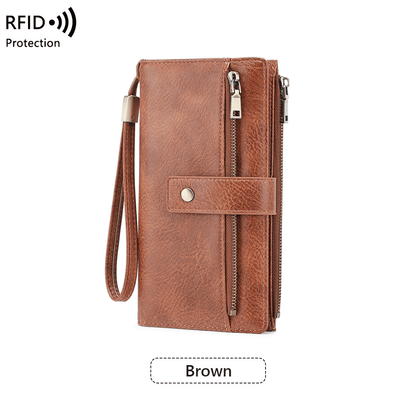 Women's long wallet, stylish clutch, elegant solid color RFID blocking leather wallet👛