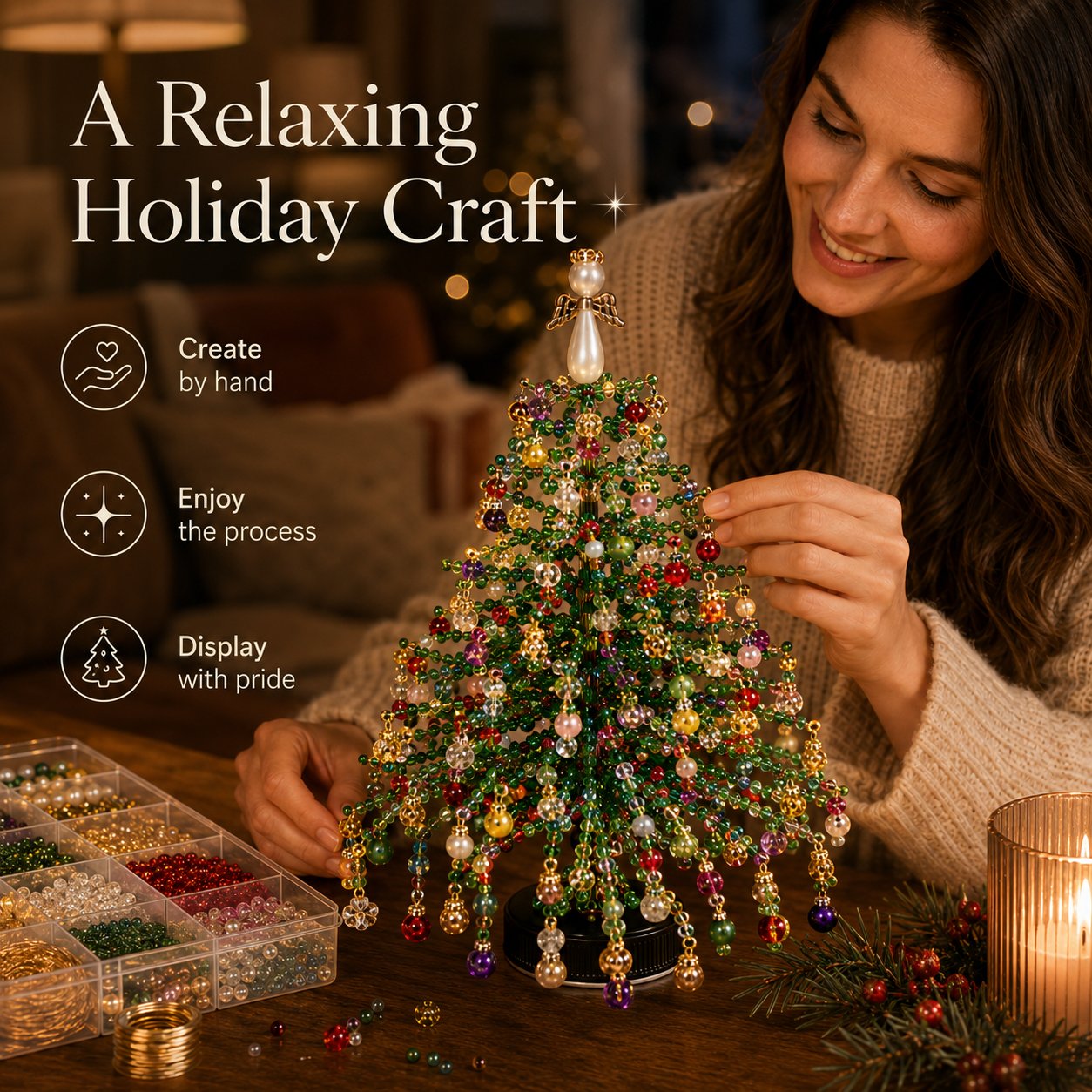 🎄 DIY Beaded Christmas Tree Kit – Create Your Own Sparkling Holiday Decoration - Limited Time 50% OFF