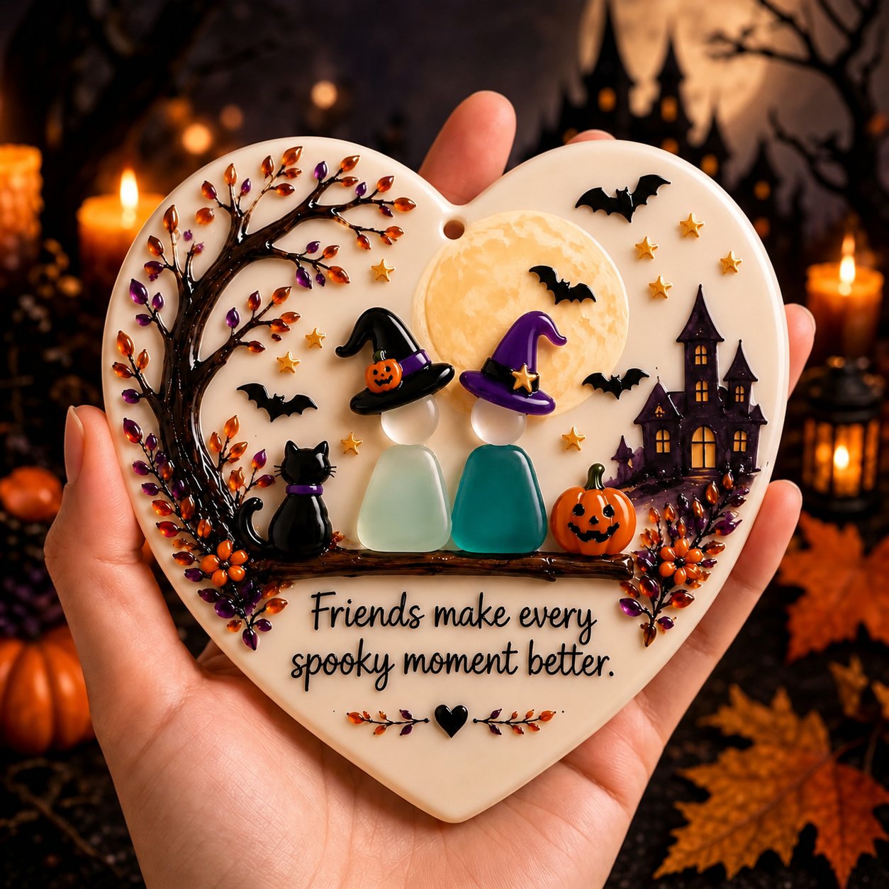 🎃 Halloween Friendship Sea Glass Ornament