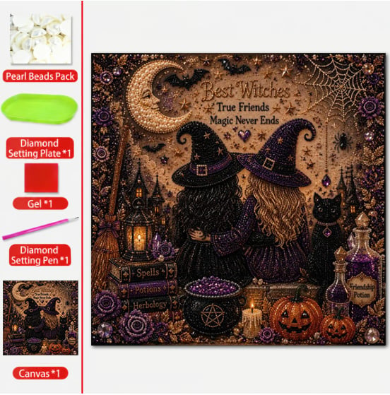 🔥Last Day 49% OFF - 👻 Cute Ghosts Pumpkins 3D Pearl Mosaic Art Kit Halloween Decor (No Mess, Beginner), Age 8+