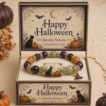 🔥HOT SALE 50% OFF👻Limited Edition 2026 Halloween Black Cat Pumpkin Beaded Bracelet Gift Set🎁