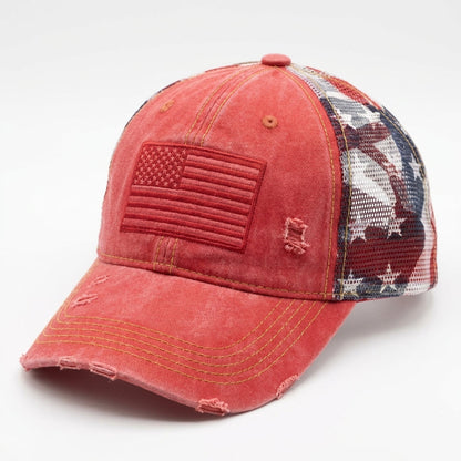 American Flag Ponytail Embroidered Hat