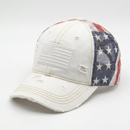 American Flag Ponytail Embroidered Hat