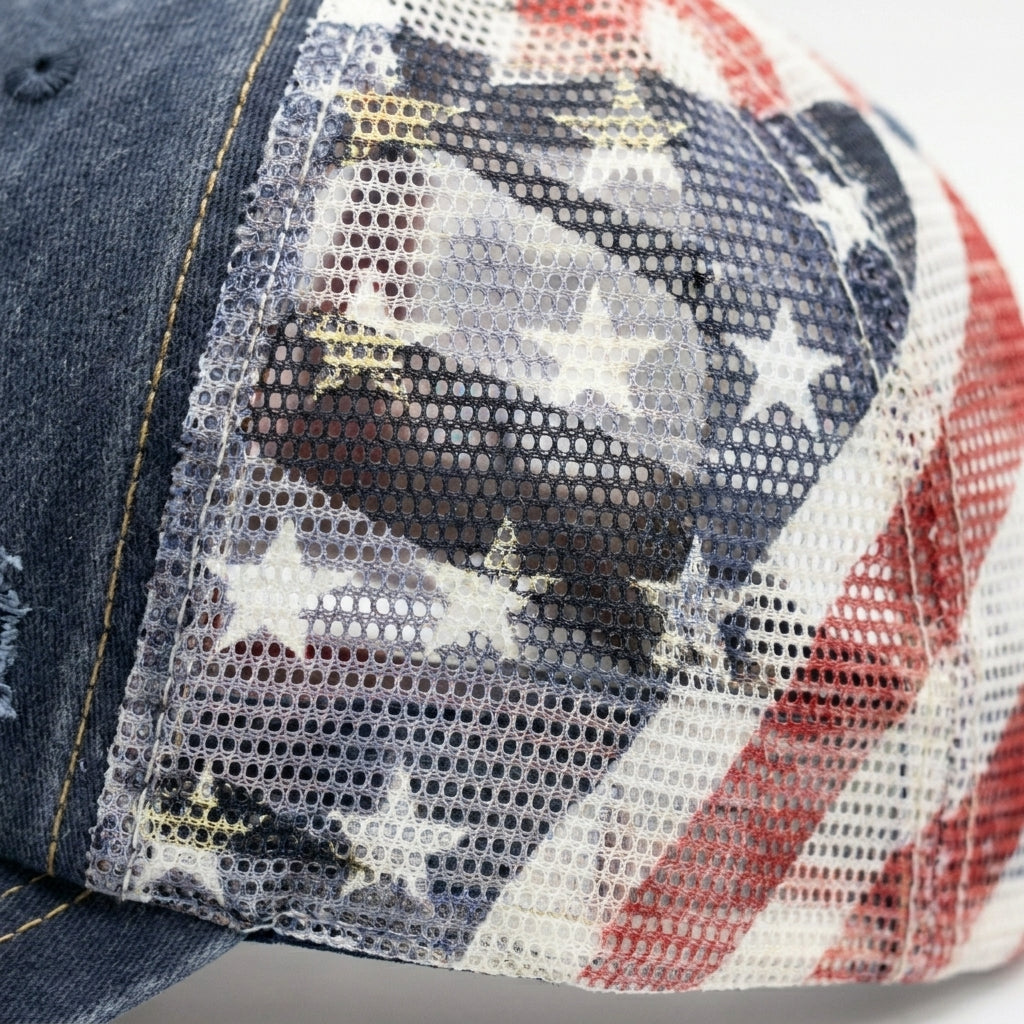 American Flag Ponytail Embroidered Hat