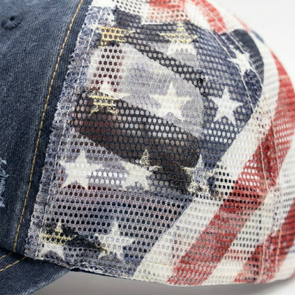 American Flag Ponytail Embroidered Hat