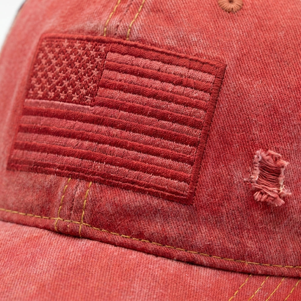 American Flag Ponytail Embroidered Hat