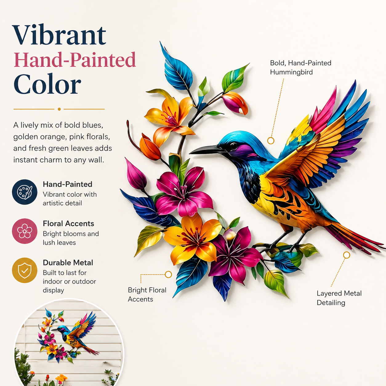 ✨ Bring Your Walls to Life – Hummingbird & Flower Metal Wall Art for Garden or Home