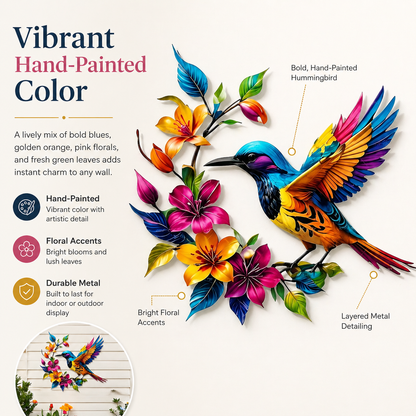 ✨ Bring Your Walls to Life – Hummingbird & Flower Metal Wall Art for Garden or Home