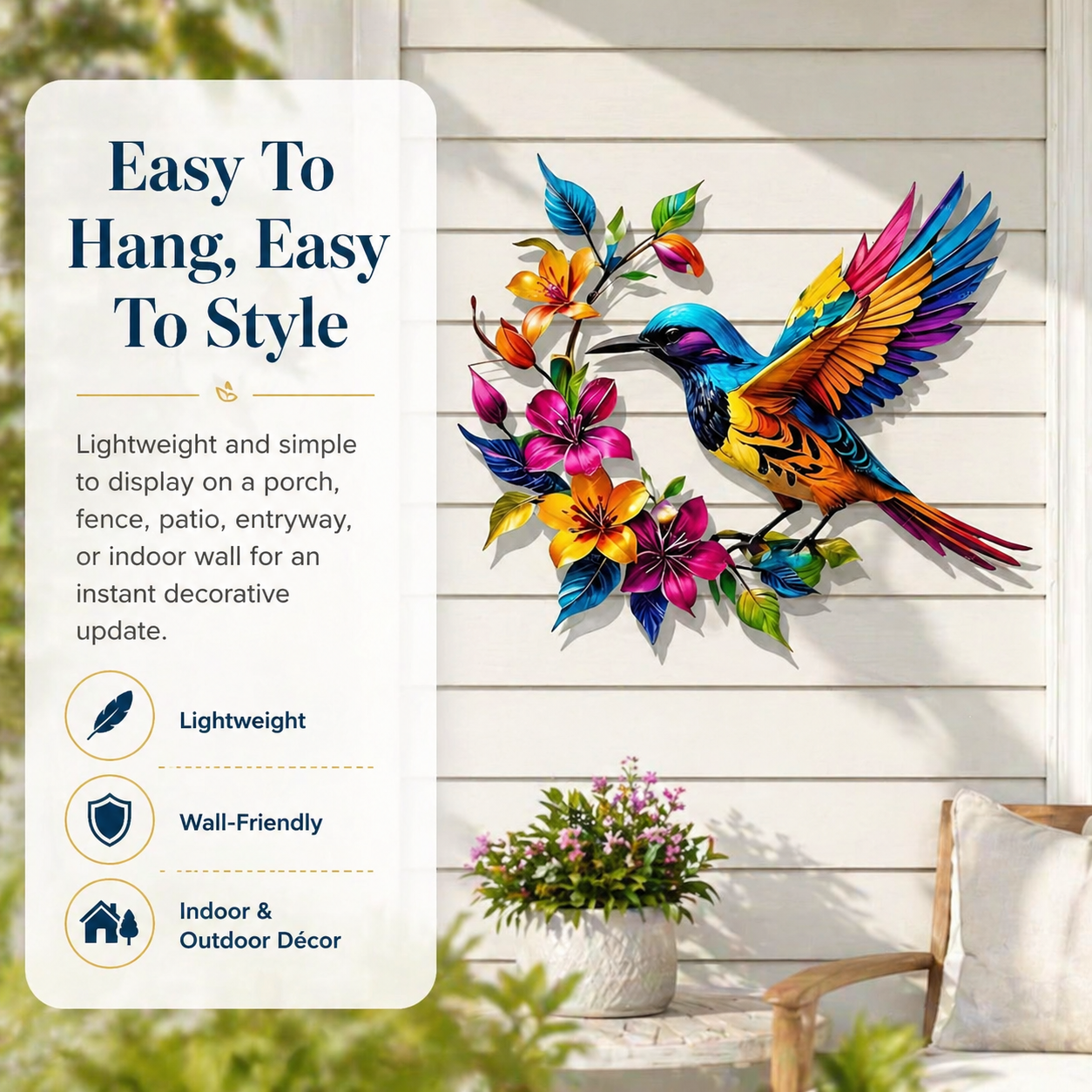 ✨ Bring Your Walls to Life – Hummingbird & Flower Metal Wall Art for Garden or Home