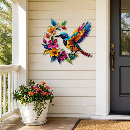 ✨ Bring Your Walls to Life – Hummingbird & Flower Metal Wall Art for Garden or Home