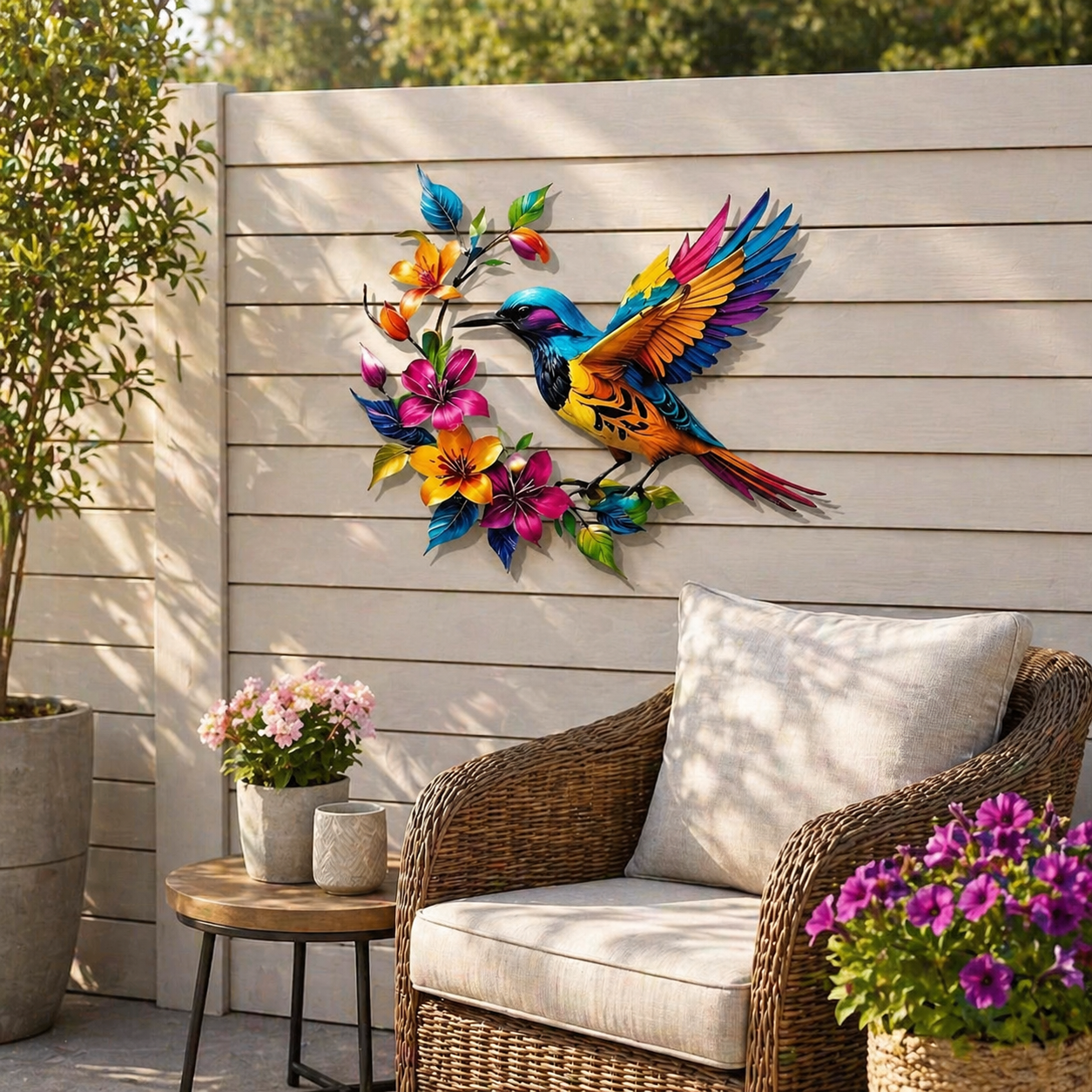✨ Bring Your Walls to Life – Hummingbird & Flower Metal Wall Art for Garden or Home