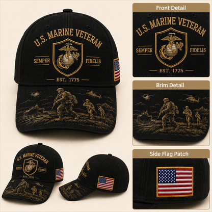 U.S. Marine Veteran Semper Fidelis Commemorative Cap 🎁 Free Honor Coin With Every Cap Purchase