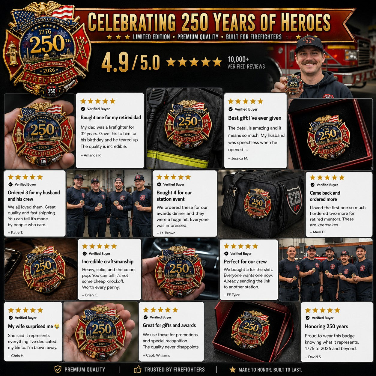 🔥Last Day 49% OFF - 250th Anniversary Firefighter Badge