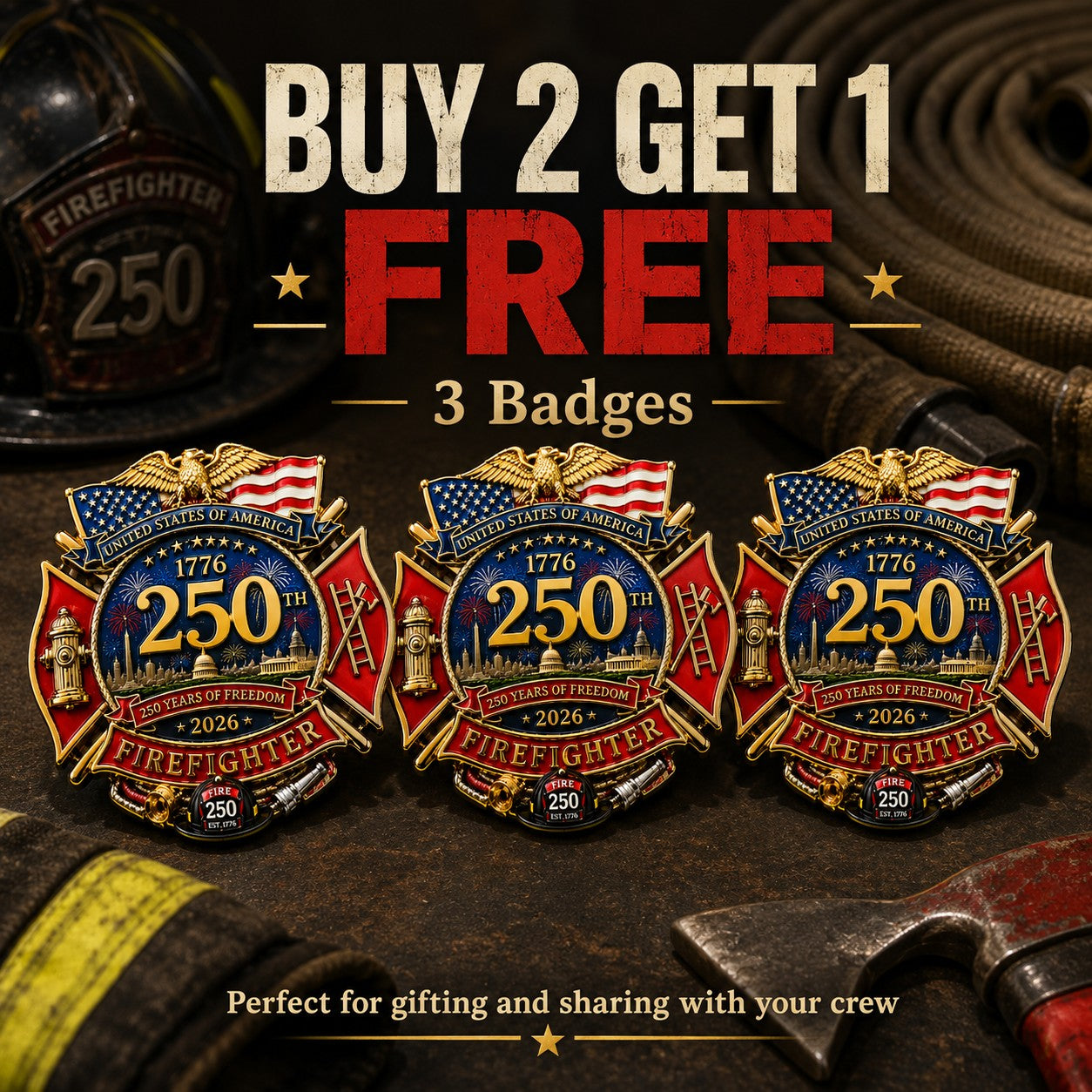 🔥Last Day 49% OFF - 250th Anniversary Firefighter Badge