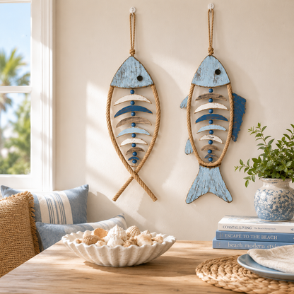 🔥HOT SALE 49% OFF🐟✨ Lighted Coastal Rope Fish Wall Hanging