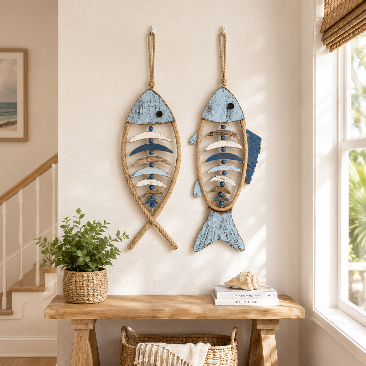 🔥HOT SALE 49% OFF🐟✨ Lighted Coastal Rope Fish Wall Hanging