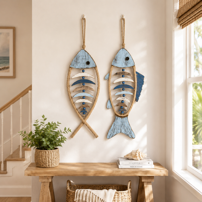 🔥HOT SALE 49% OFF🐟✨ Lighted Coastal Rope Fish Wall Hanging