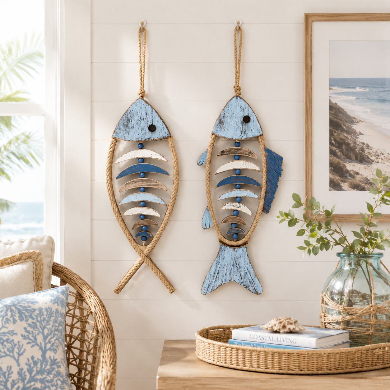 🔥HOT SALE 49% OFF🐟✨ Lighted Coastal Rope Fish Wall Hanging