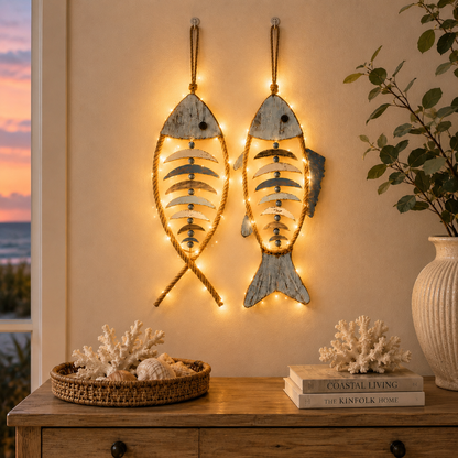 🔥HOT SALE 49% OFF🐟✨ Lighted Coastal Rope Fish Wall Hanging