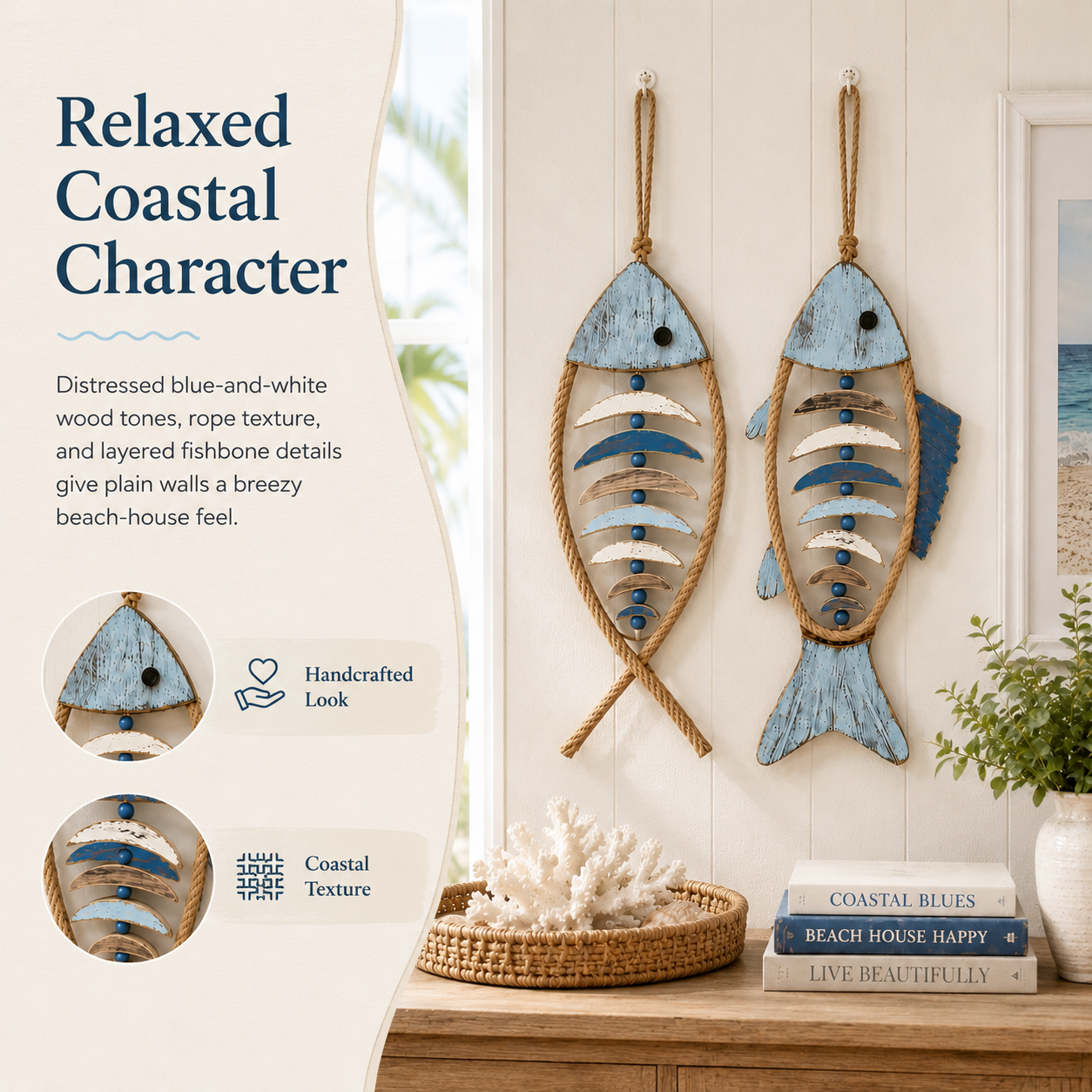 🔥HOT SALE 49% OFF🐟✨ Lighted Coastal Rope Fish Wall Hanging
