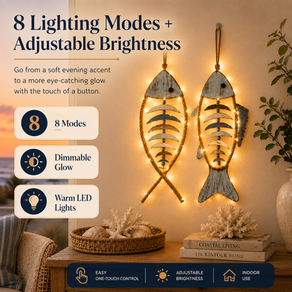 🔥HOT SALE 49% OFF🐟✨ Lighted Coastal Rope Fish Wall Hanging