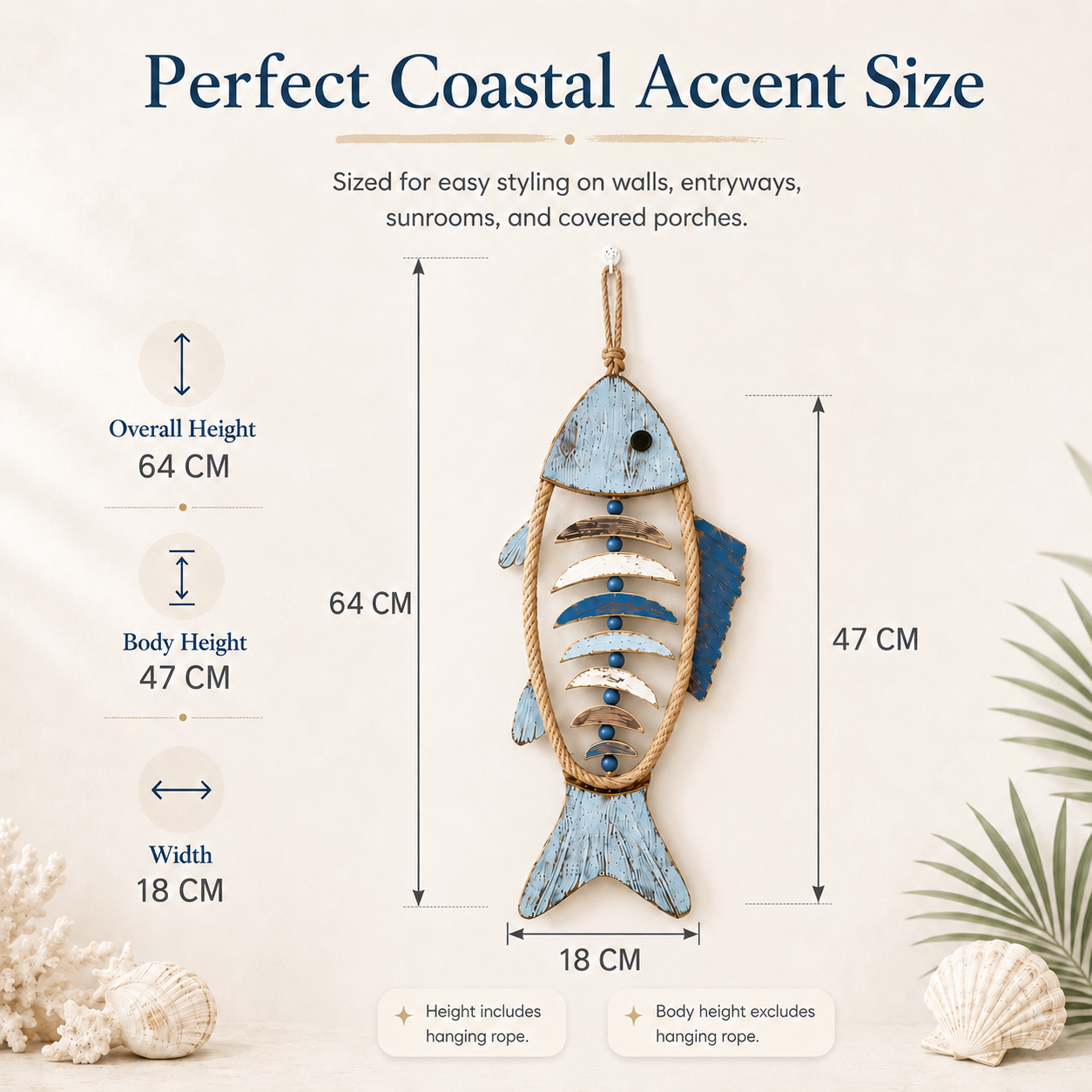 🔥HOT SALE 49% OFF🐟✨ Lighted Coastal Rope Fish Wall Hanging