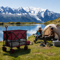 【Summerfinds】 DeckWagon Foldable Double Decker Wagon Collapsible Wagon Cart with All-Terrain WheelsHeavy Duty Folding Wagon Cart for CampingShoppingGarden52" Extra Long Extender