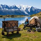 【Summerfinds】 DeckWagon Foldable Double Decker Wagon Collapsible Wagon Cart with All-Terrain WheelsHeavy Duty Folding Wagon Cart for CampingShoppingGarden52" Extra Long Extender