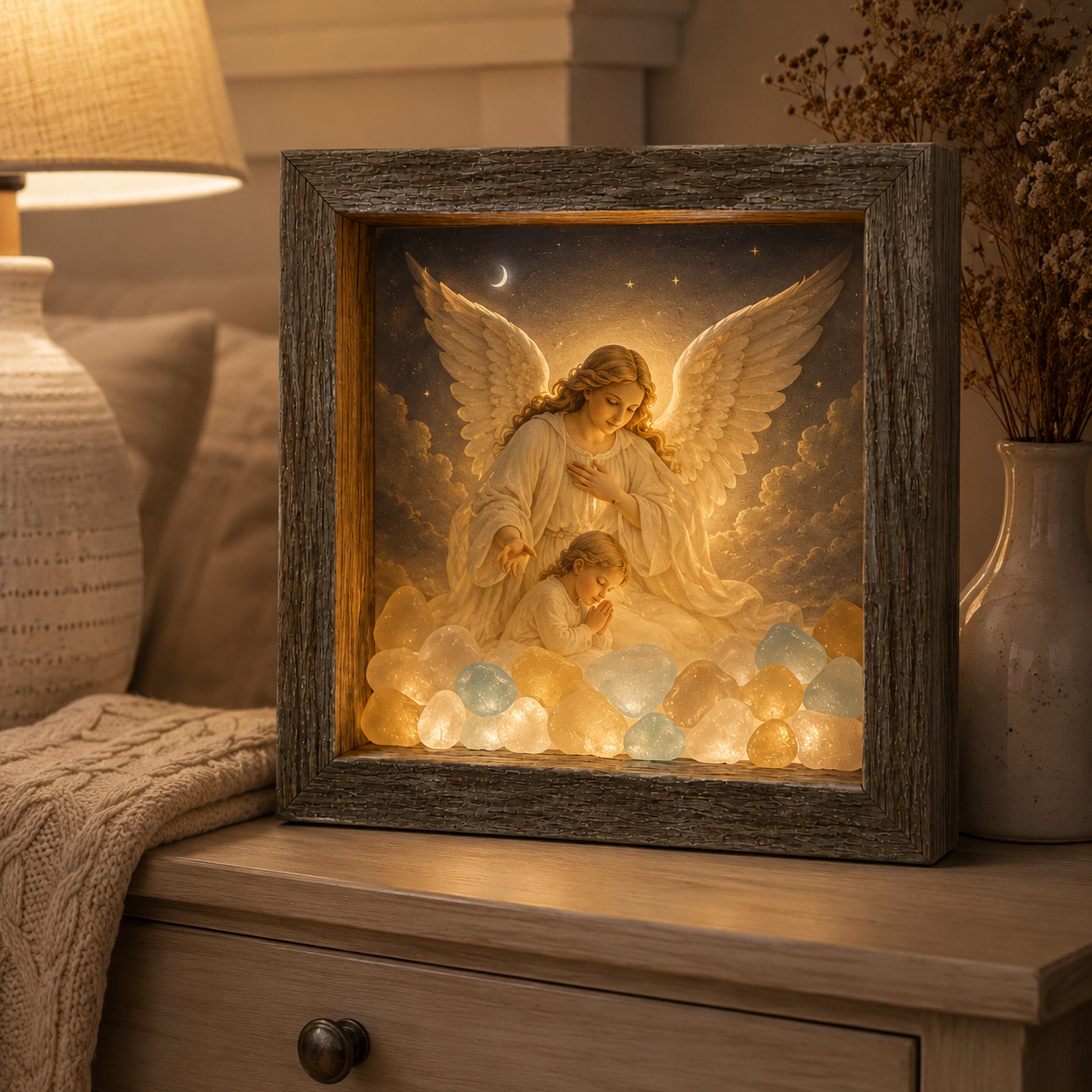 🔥Last Day 49% OFF - ✨🔥-Coastal Lighthouse Sea Glass Shadow Box Night