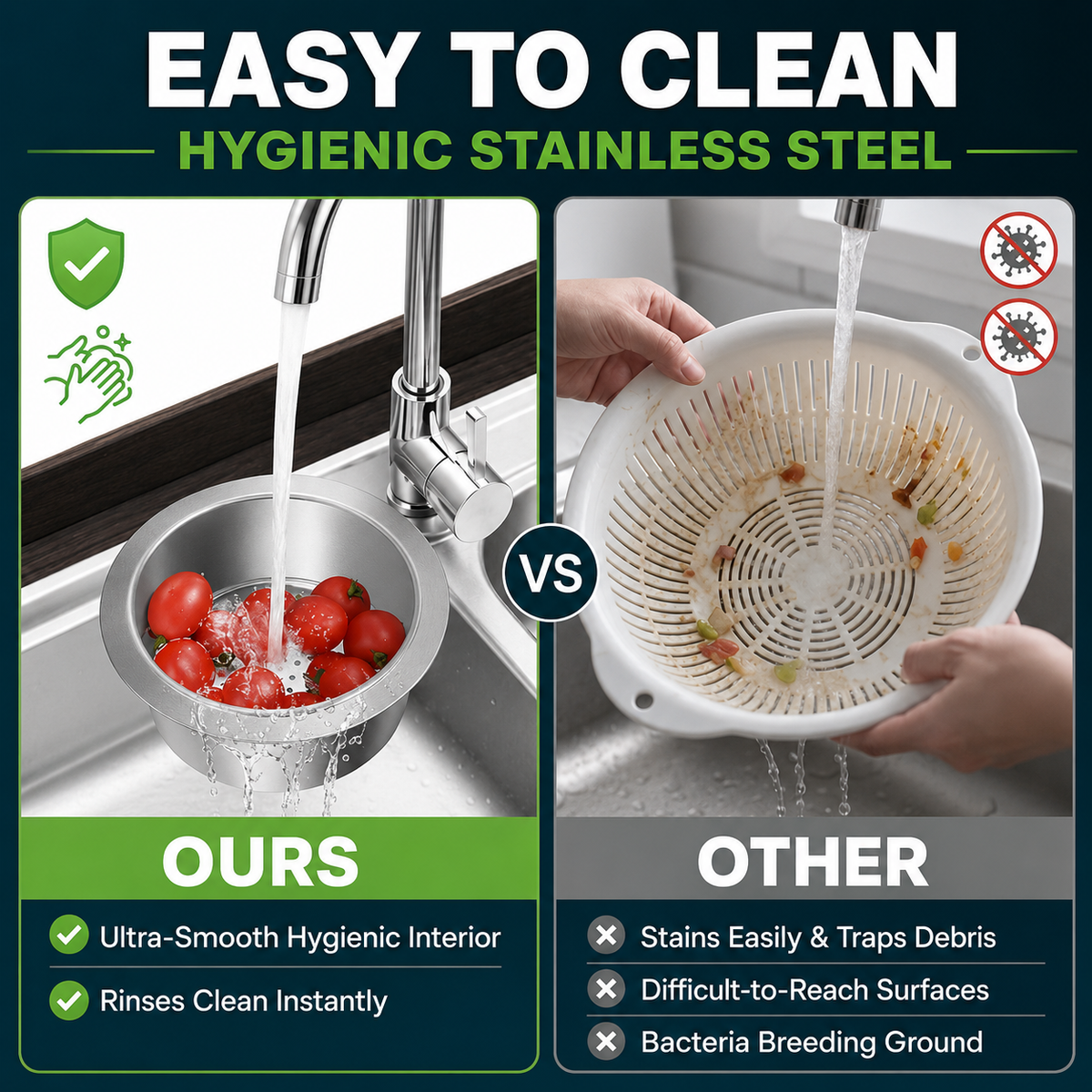 🎯 LIMITED-TIME SALE 🚩 304 Stainless Steel Swan Sink Strainer Basket — Hang, Rinse & Drain with Ease