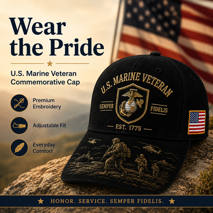 U.S. Marine Veteran Semper Fidelis Commemorative Cap 🎁 Free Honor Coin With Every Cap Purchase