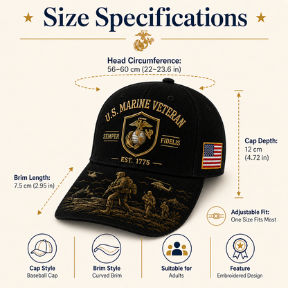 U.S. Marine Veteran Semper Fidelis Commemorative Cap 🎁 Free Honor Coin With Every Cap Purchase