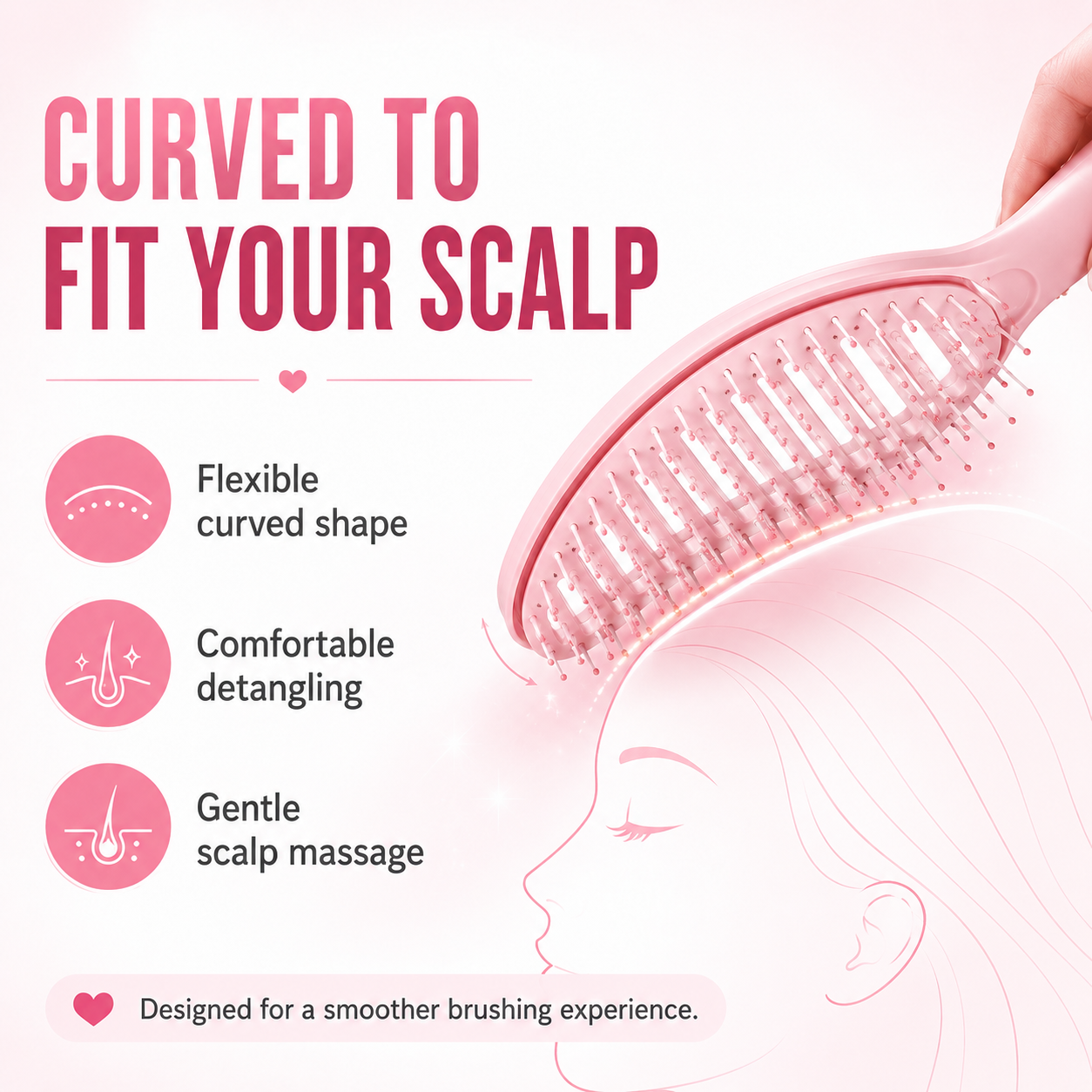 Cotitoc™Self-Cleaning Curved Vented Detangling Hair Brush