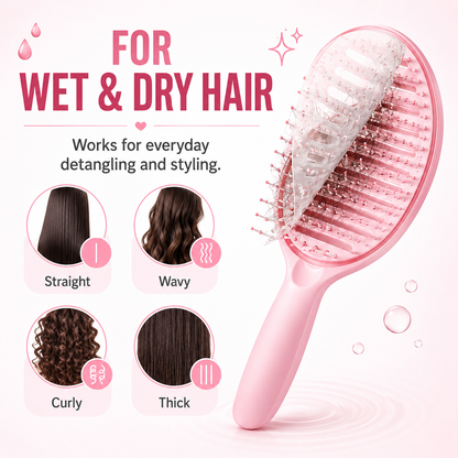 Cotitoc™Self-Cleaning Curved Vented Detangling Hair Brush