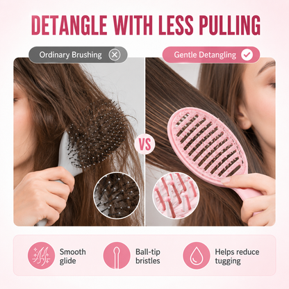 Cotitoc™Self-Cleaning Curved Vented Detangling Hair Brush