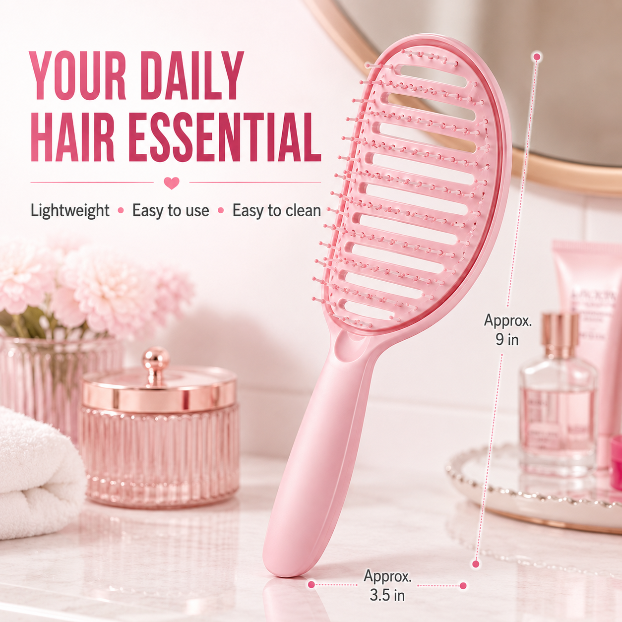 Cotitoc™Self-Cleaning Curved Vented Detangling Hair Brush
