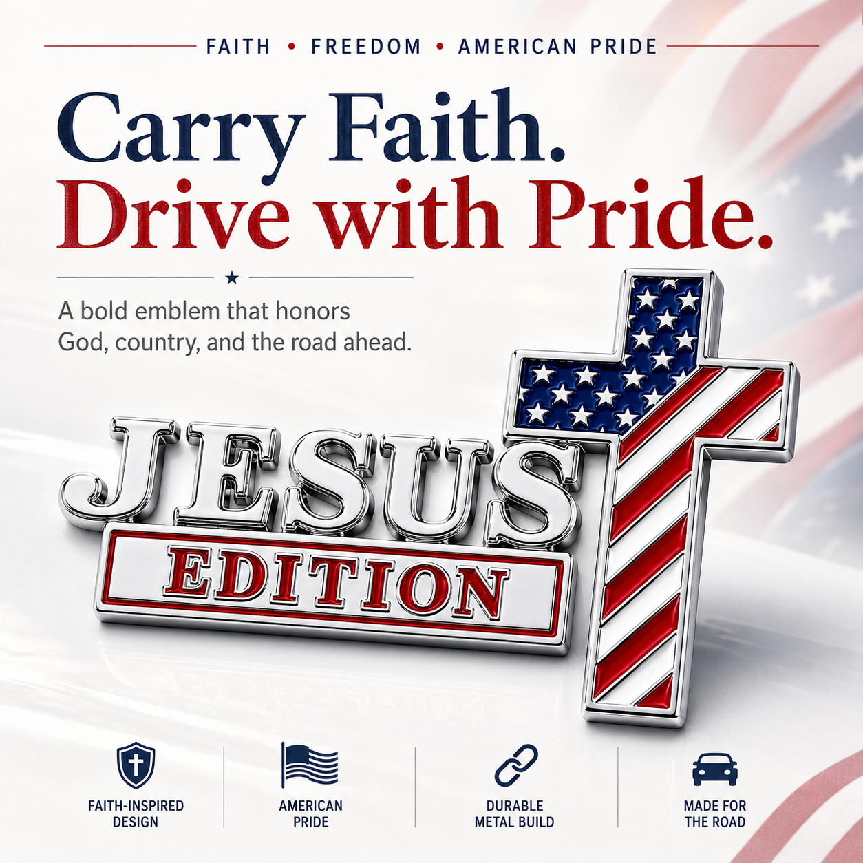 Blessed Jesus Edition Cross Car Emblem Metal Badge