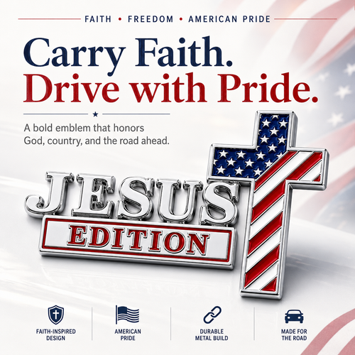 Blessed Jesus Edition Cross Car Emblem Metal Badge