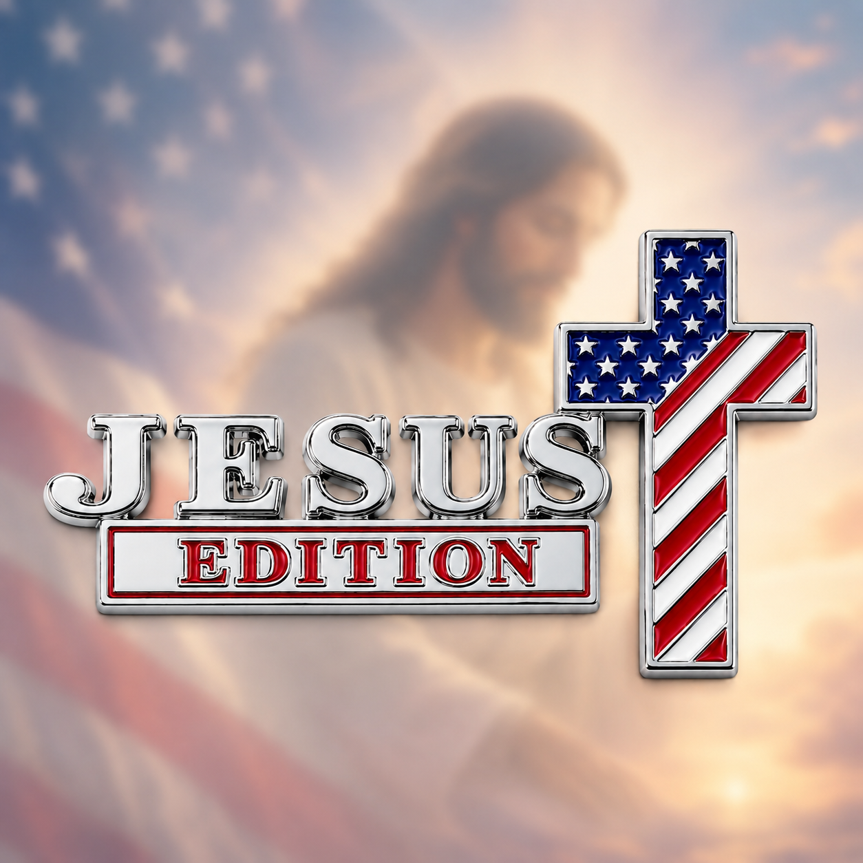 Blessed Jesus Edition Cross Car Emblem Metal Badge