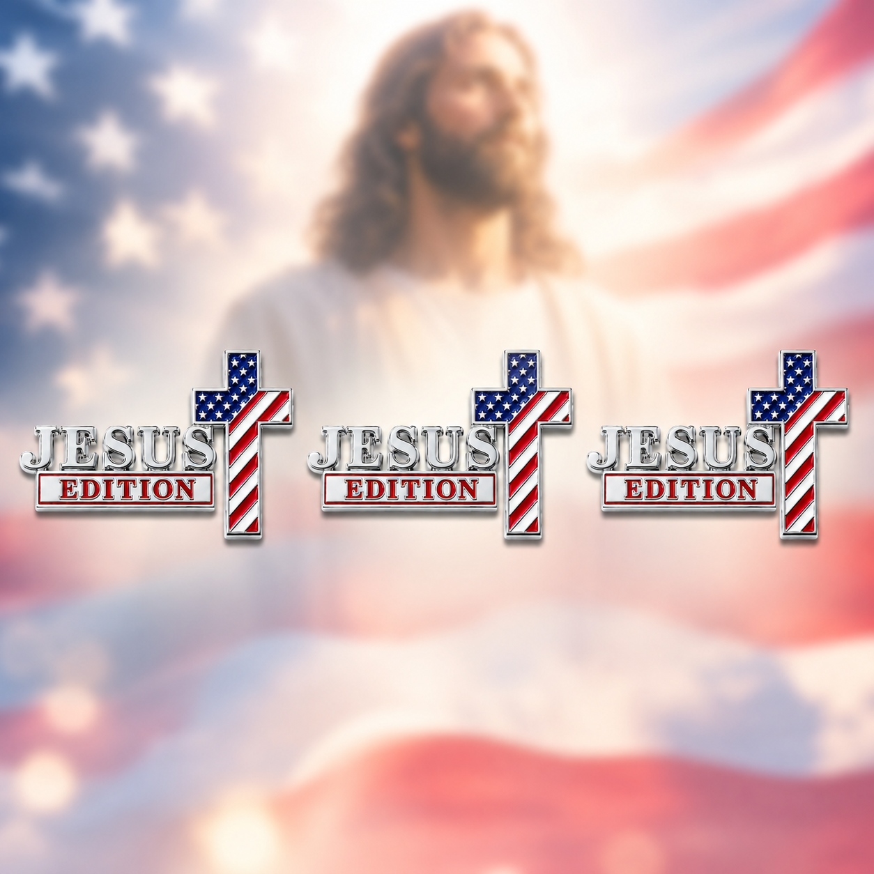 Blessed Jesus Edition Cross Car Emblem Metal Badge