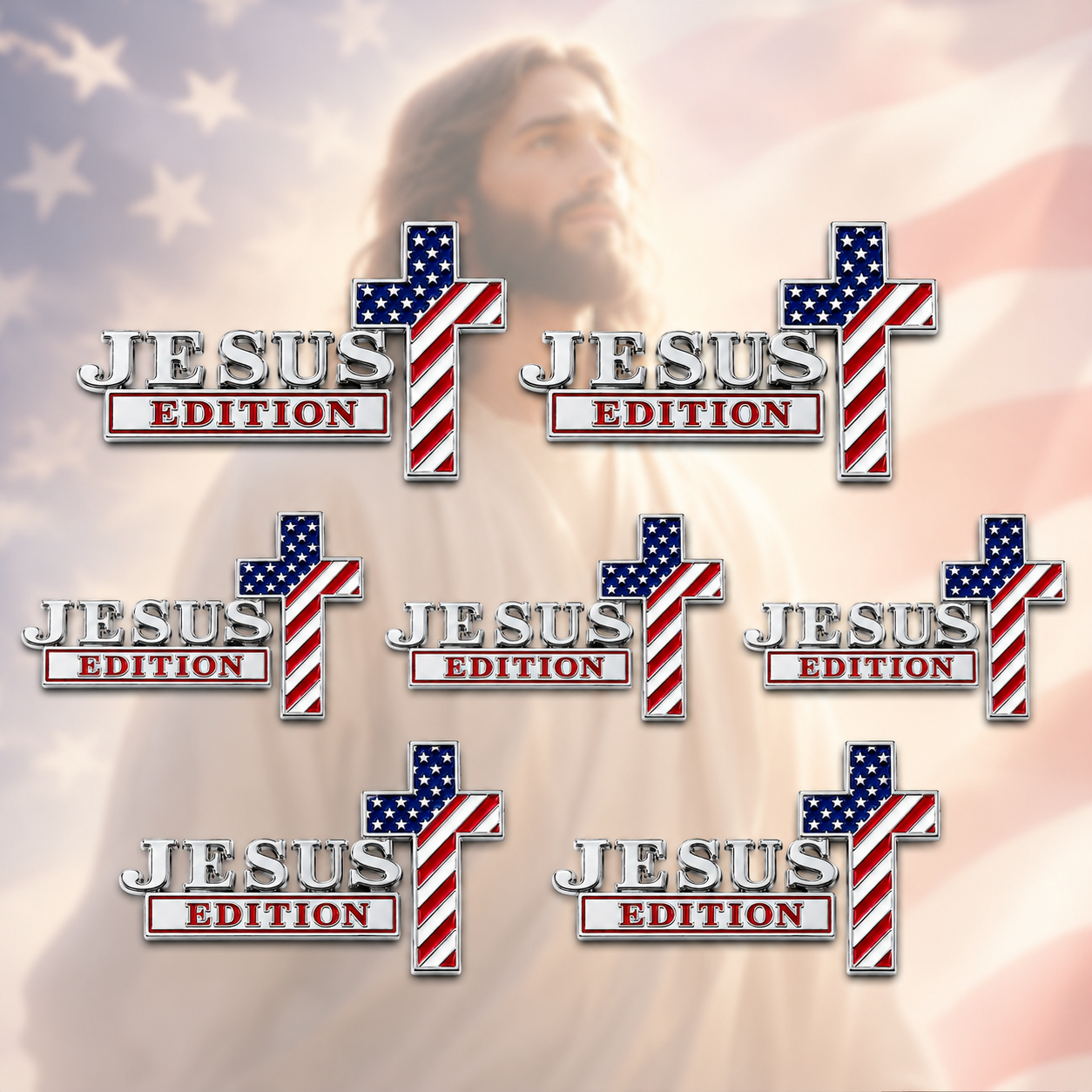 Blessed Jesus Edition Cross Car Emblem Metal Badge