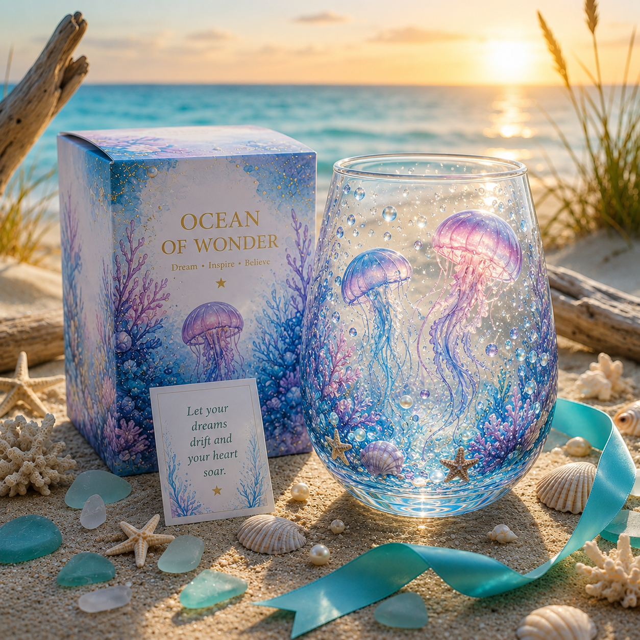 🌿🌊Ocean Wonder Glass Cup Collection — Handcrafted Glassware✨