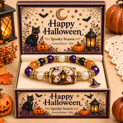 🔥HOT SALE 50% OFF👻Limited Edition 2026 Halloween Black Cat Pumpkin Beaded Bracelet Gift Set🎁