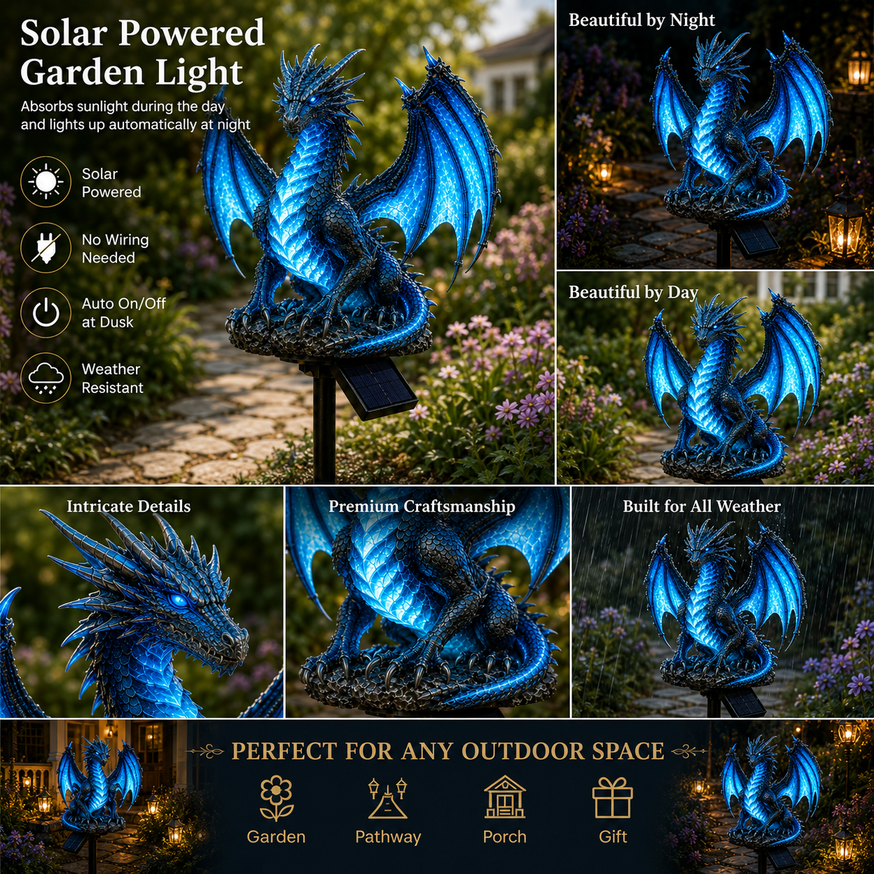 ✨ Solar Garden Sculpture Light | Waterproof Outdoor Landscape Decorative Light with Fantasy Theme