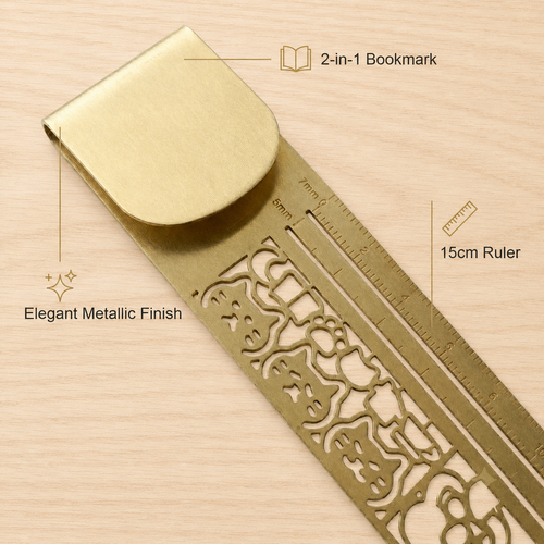 🐱📏Cute Hollow Cat 2-in-1 Metal Bookmark Ruler