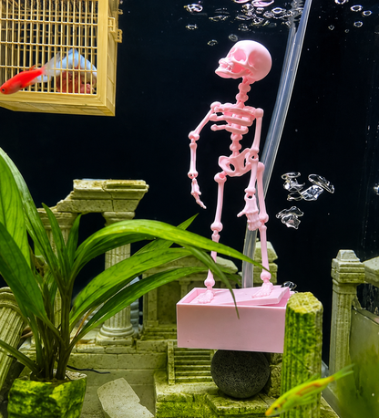 💀Action Skeleton Aquarium Ornament — Air-Driven Moving Skeleton Fish Tank Bubbler Decoration for Fresh & Saltwater Aquariums